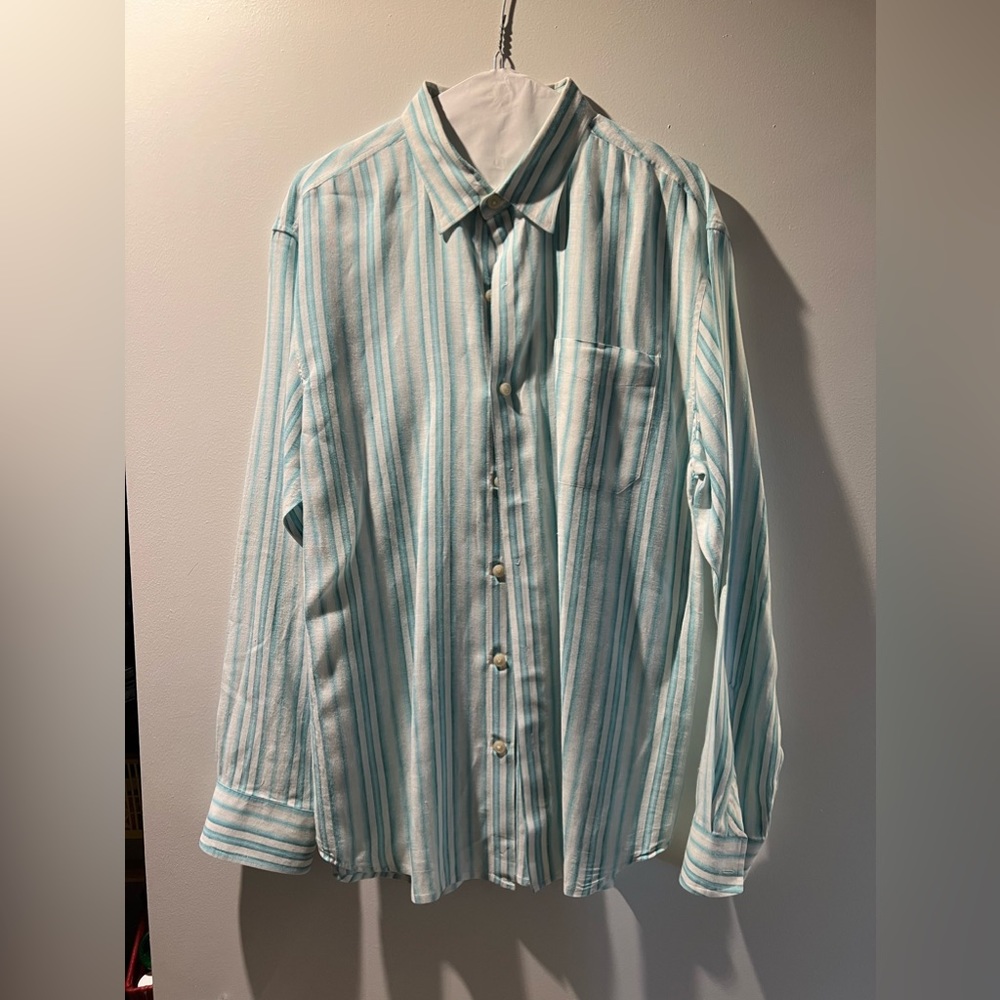 Tommy bahama blu/green stripe linen